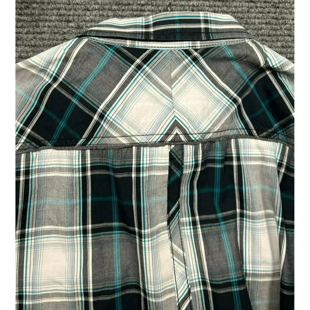 BKE Men's Athletic Fit Long Sleeve Plaid Button-Up Shirt Pearl Snap Pockets - Picture 6 of 6